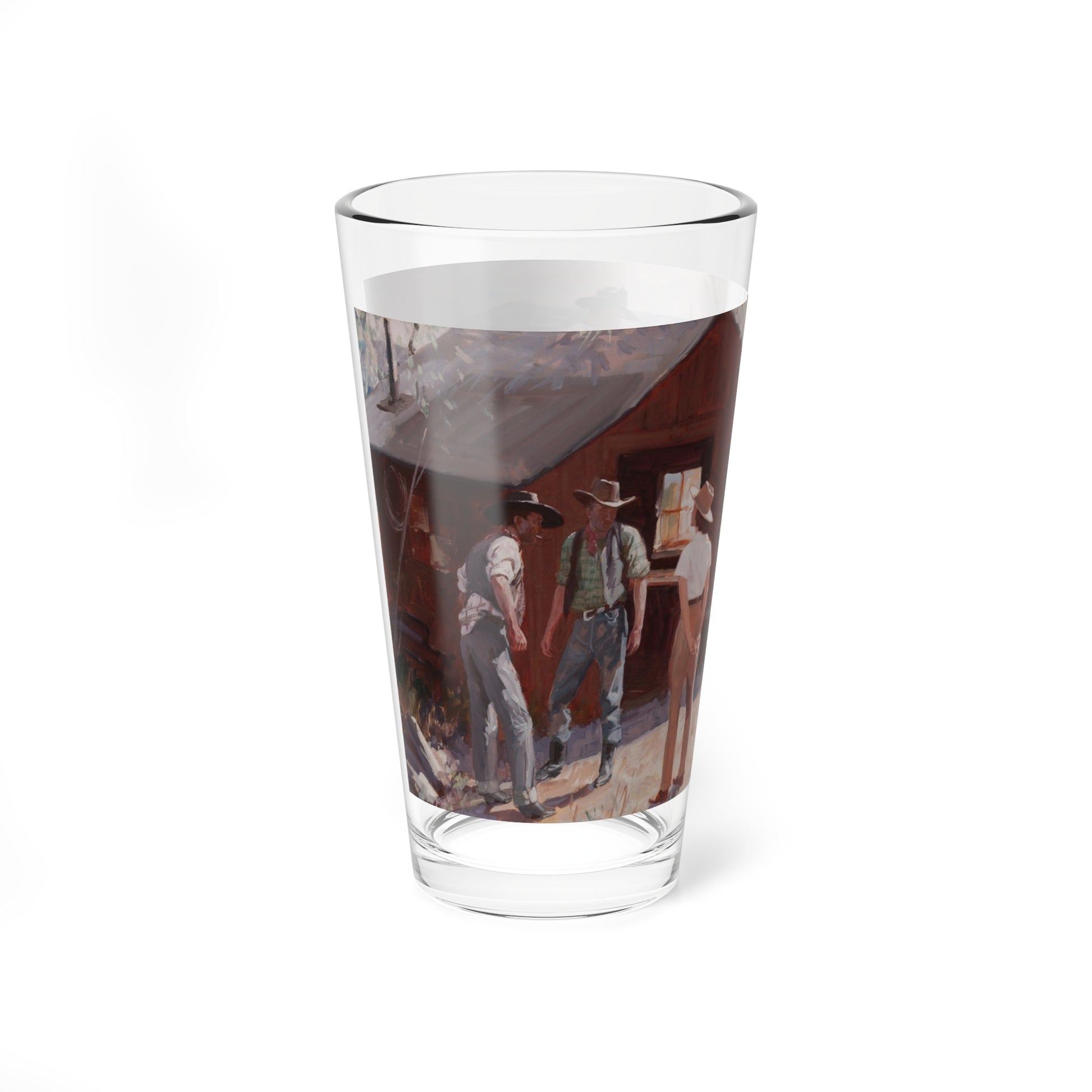 Ranch Hands Get the Word, 1941 (Magazine Illustration) Pint Glass 16oz-Go Mug Yourself