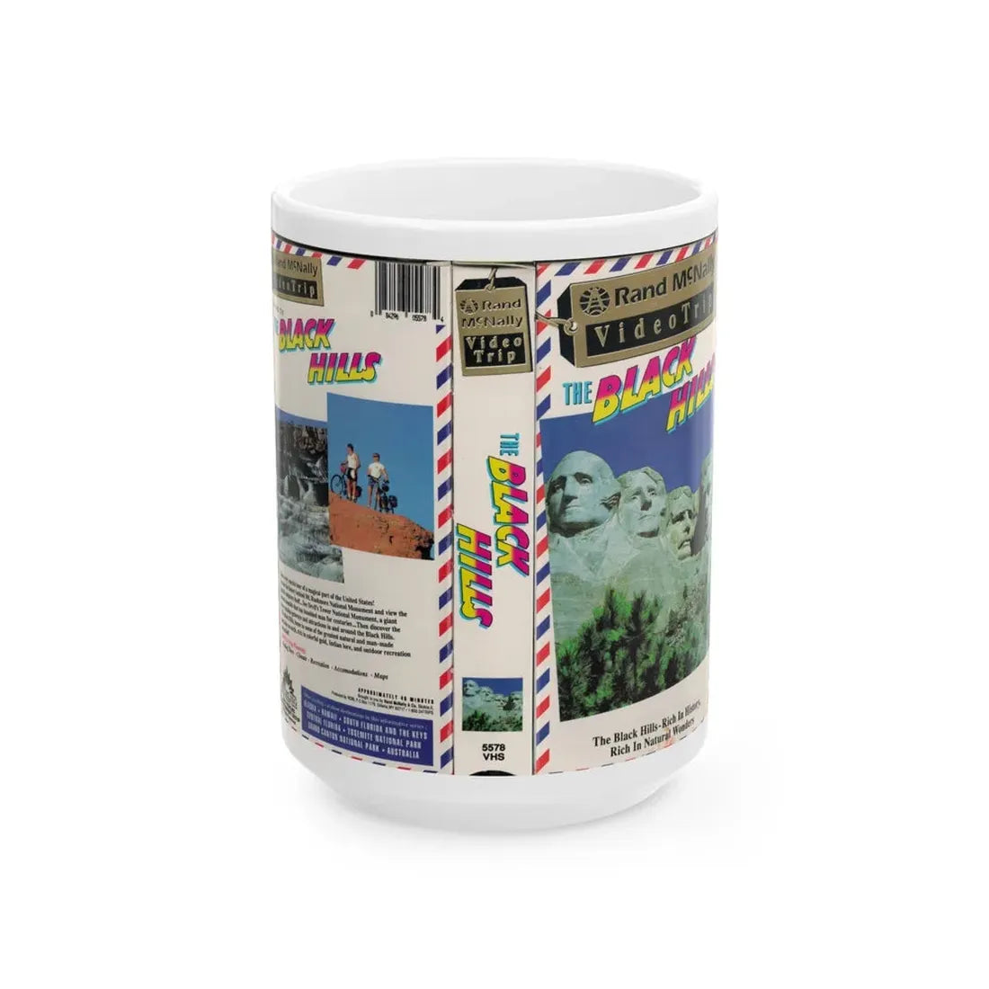 RAND MCNALLY VIDEO TRIP THE BLACK HILLS (VHS COVER) - White Coffee Mug 15oz - Go Mug Yourself