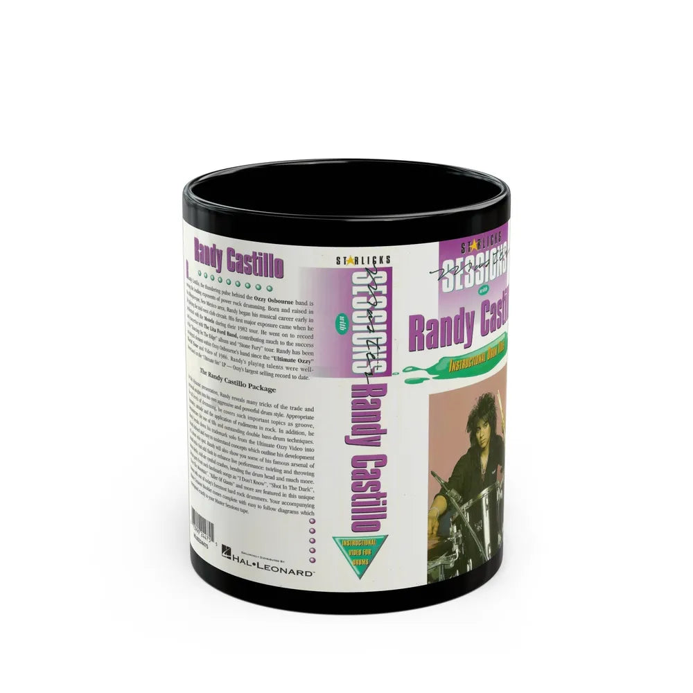 RANDY CASTILL INSTRUCTIONAL DRUM VIDEO (VHS COVER) - Black Coffee Mug-11oz-Go Mug Yourself