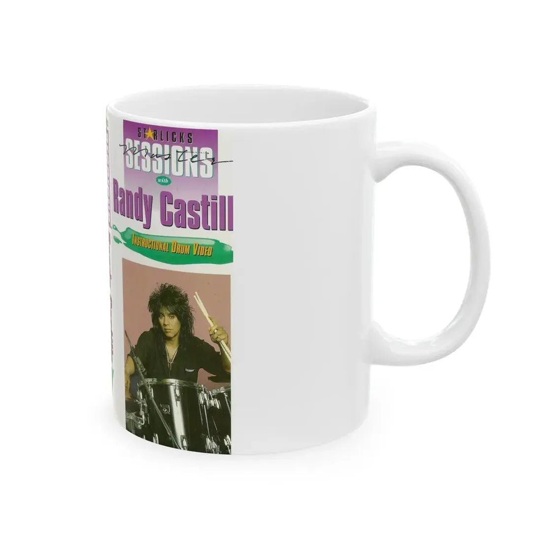 RANDY CASTILL INSTRUCTIONAL DRUM VIDEO (VHS COVER) - White Coffee Mug - Go Mug Yourself