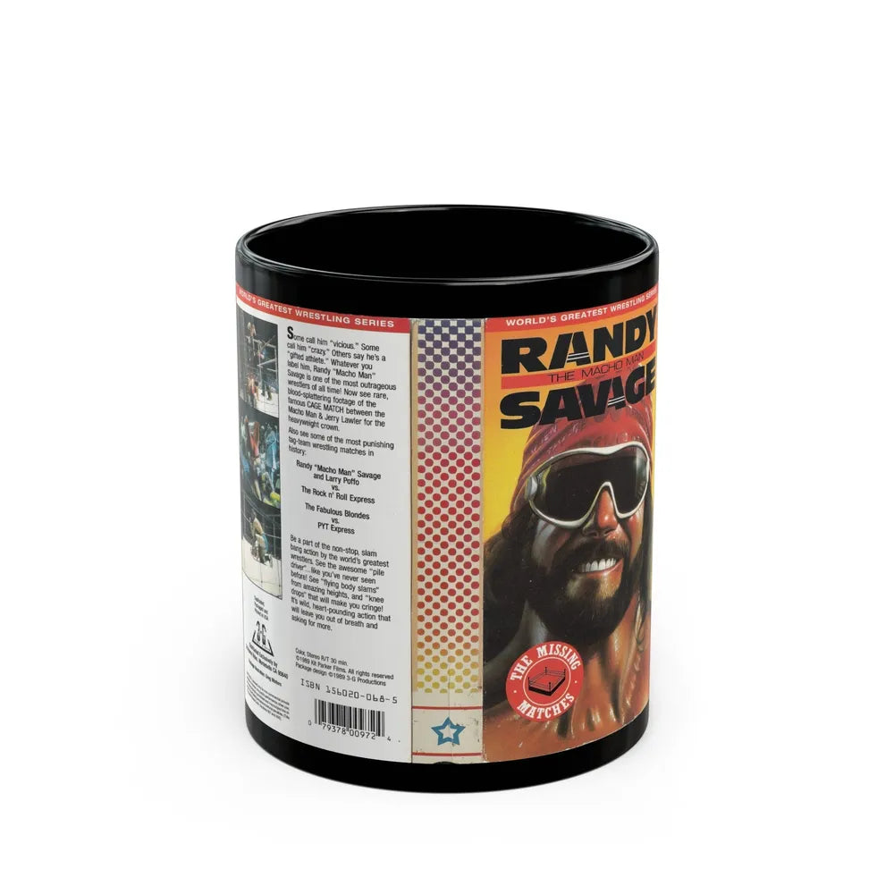 RANDY THE MACHO MAN SAVAGE THE MISSING MATCHES (VHS COVER) - Black Coffee Mug-11oz-Go Mug Yourself