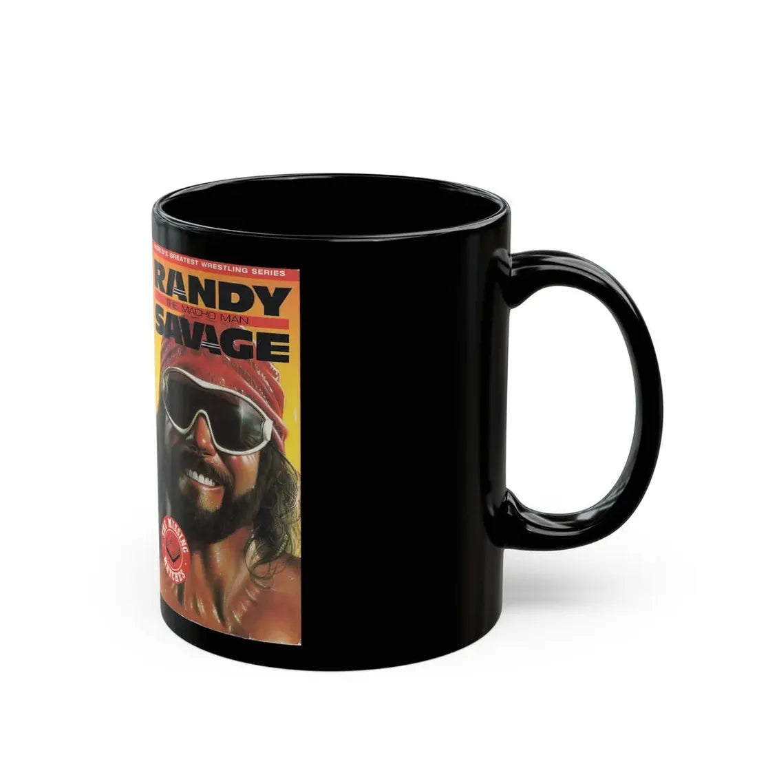 RANDY THE MACHO MAN SAVAGE THE MISSING MATCHES (VHS COVER) - Black Coffee Mug - Go Mug Yourself