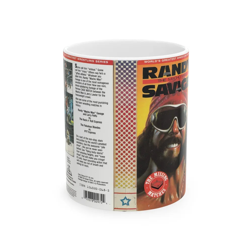 RANDY THE MACHO MAN SAVAGE THE MISSING MATCHES (VHS COVER) - White Coffee Mug-11oz-Go Mug Yourself