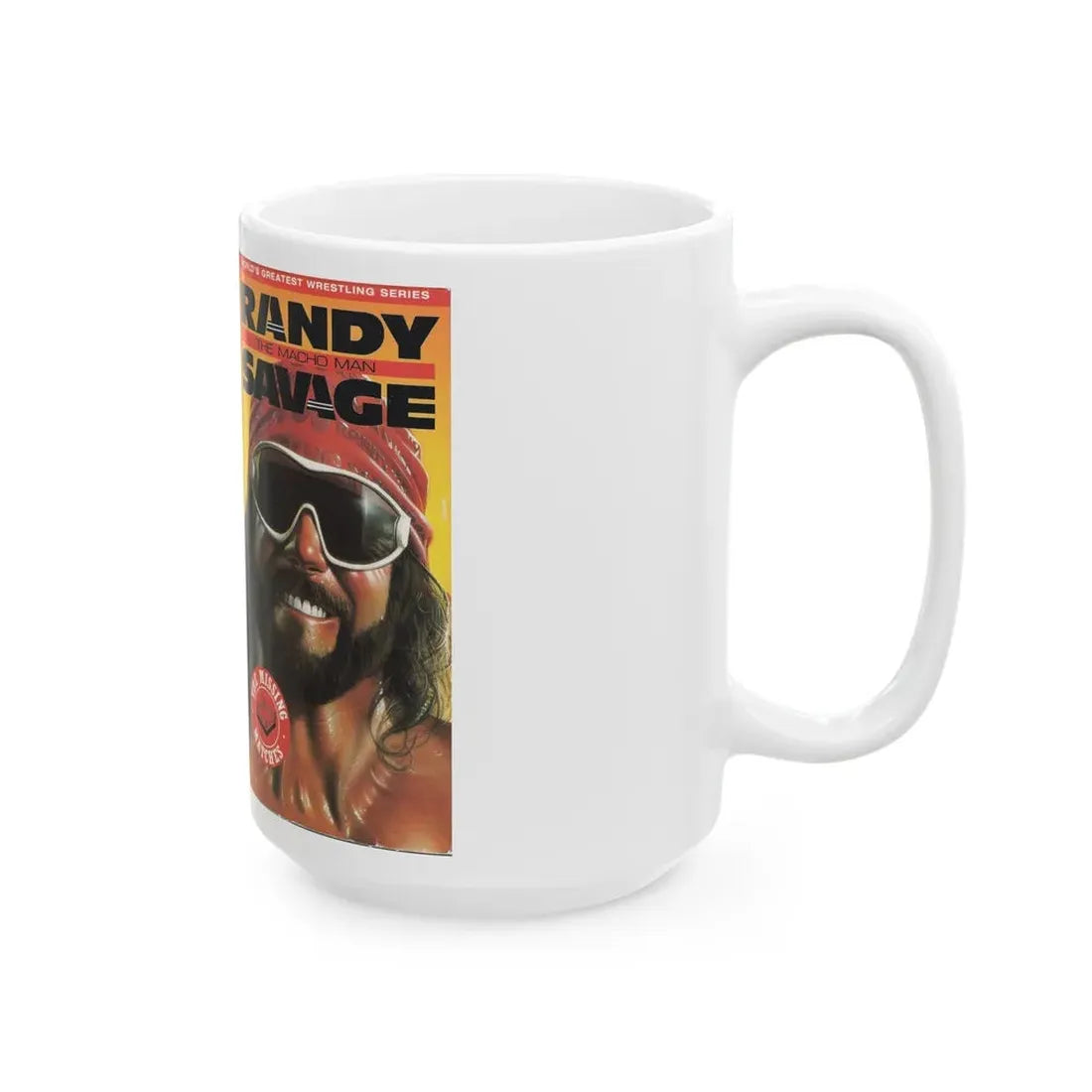 RANDY THE MACHO MAN SAVAGE THE MISSING MATCHES (VHS COVER) - White Coffee Mug - Go Mug Yourself