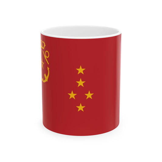 Rank flag of the Royal Moroccan Navy - Admiral (Morocco) White Coffee Mug-11oz-Go Mug Yourself