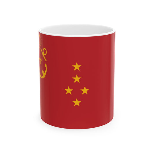 Rank flag of the Royal Moroccan Navy - Admiral ornamented crown (Morocco) White Coffee Mug-11oz-Go Mug Yourself