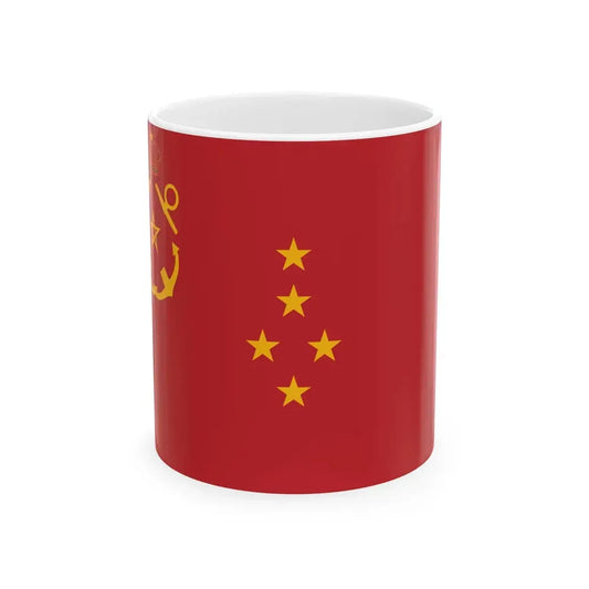 Rank flag of the Royal Moroccan Navy - Admiral ornamented crown (Morocco) White Coffee Mug 11oz - Go Mug Yourself