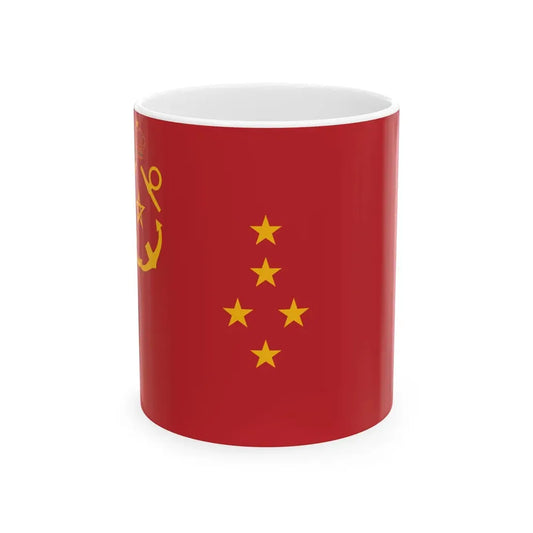 Rank flag of the Royal Moroccan Navy - Admiral ornamented crown (Morocco) White Coffee Mug 11oz - Go Mug Yourself