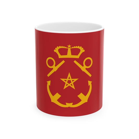 Rank flag of the Royal Moroccan Navy - Inspector of the Navy (Morocco) White Coffee Mug-11oz-Go Mug Yourself