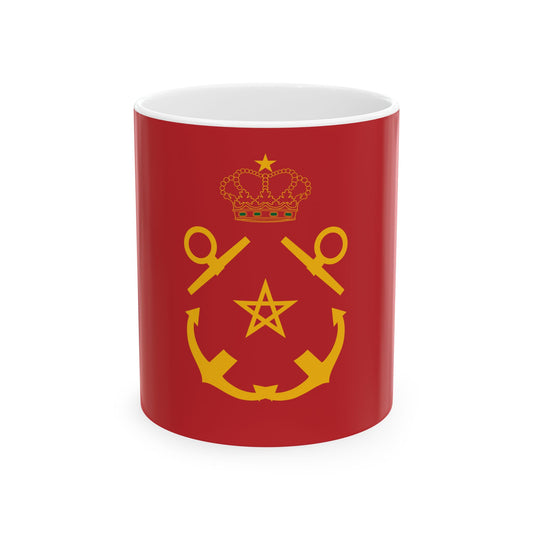 Rank flag of the Royal Moroccan Navy - Inspector of the Navy ornamented crown (Morocco) White Coffee Mug-11oz-Go Mug Yourself