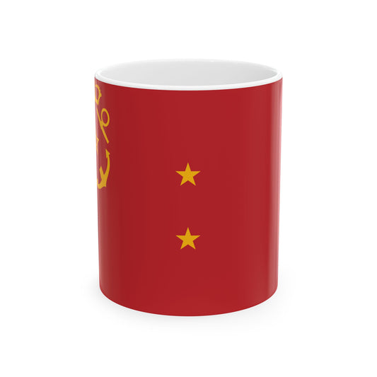Rank flag of the Royal Moroccan Navy - Rear Admiral (Morocco) White Coffee Mug-11oz-Go Mug Yourself