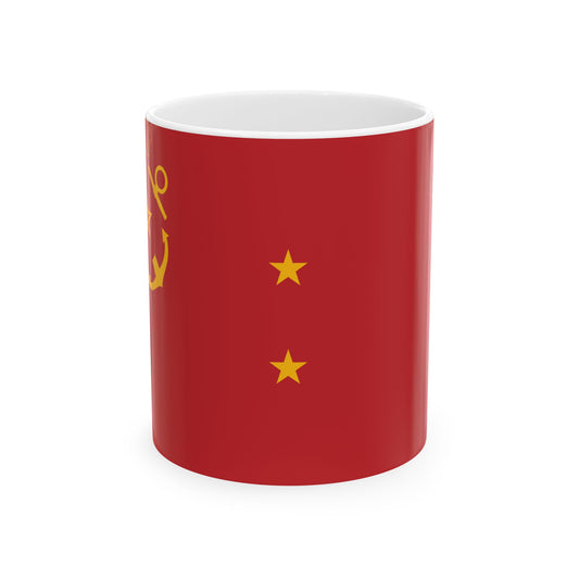 Rank flag of the Royal Moroccan Navy - Rear Admiral ornamented crown (Morocco) White Coffee Mug-11oz-Go Mug Yourself