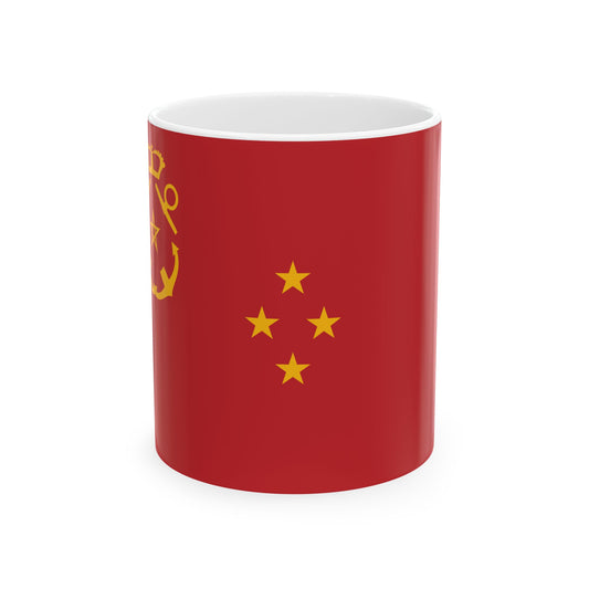 Rank flag of the Royal Moroccan Navy - Squadron vice-admiral (Morocco) White Coffee Mug-11oz-Go Mug Yourself