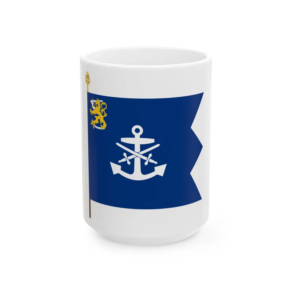 Rannikkolaivaston lippu (Finland) White Coffee Mug 15oz - Go Mug Yourself