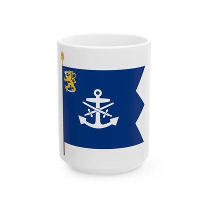 Rannikkolaivaston lippu (Finland) White Coffee Mug 15oz - Go Mug Yourself
