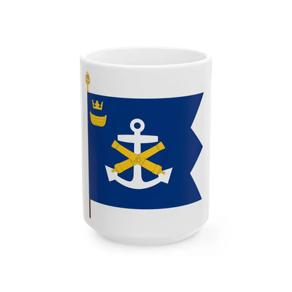 Rannikkoprikaatin lippu (Finland) White Coffee Mug 15oz - Go Mug Yourself