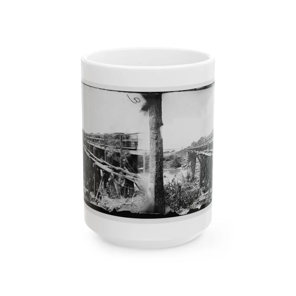 Rappahannock River, Va. Bridge, South View (U.S. Civil War) White Coffee Mug-15oz-Go Mug Yourself