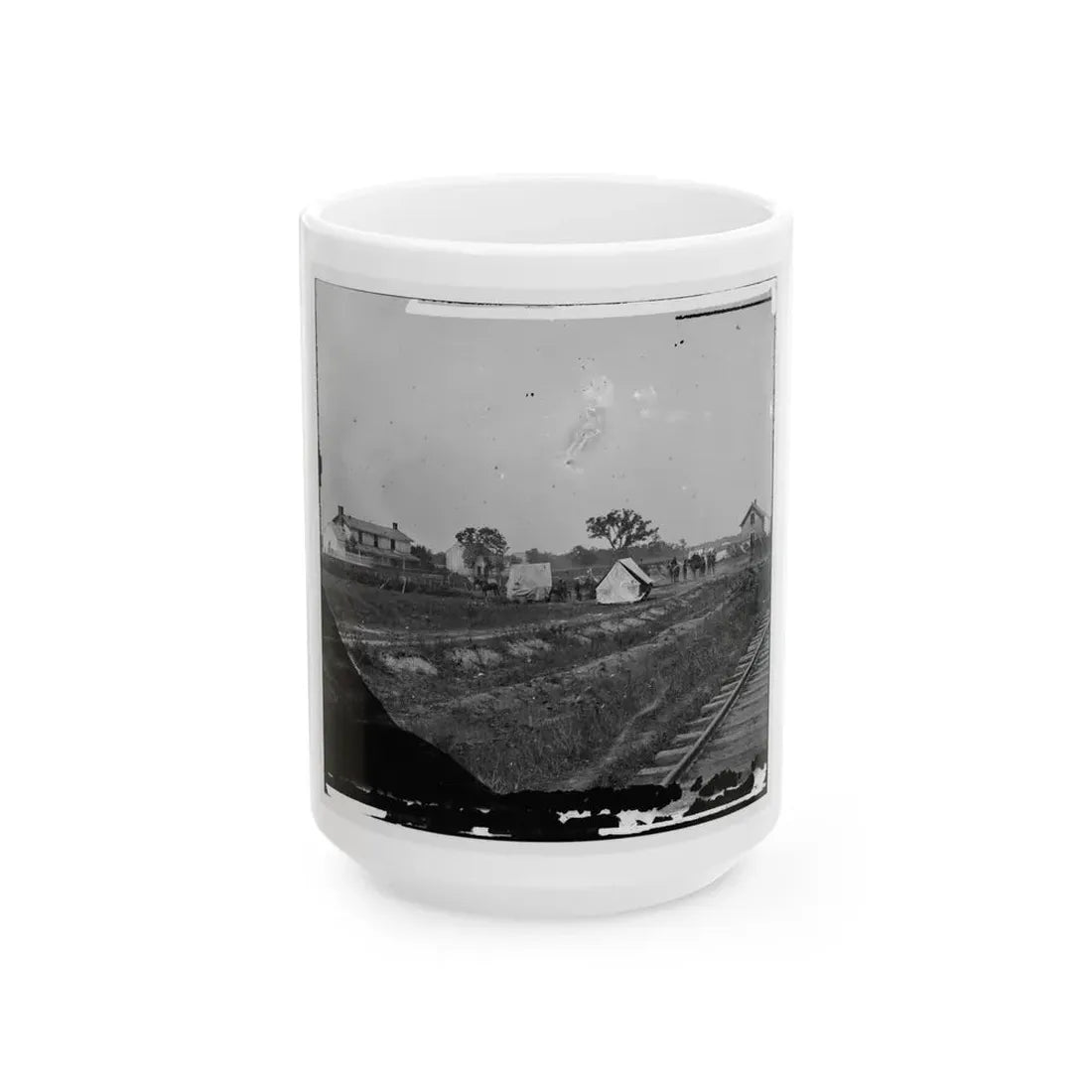 Rappahannock Station, Va. Federal Encampment Near Railroad (U.S. Civil War) White Coffee Mug 15oz - Go Mug Yourself