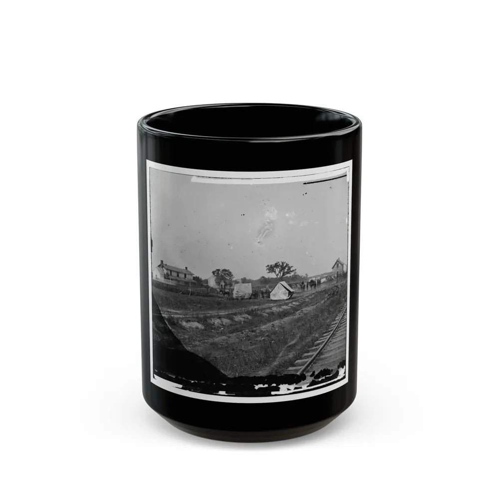 Rappahannock Station, Va. Federal Encampment Near Railroad (U.S. Civil War) Black Coffee Mug-15oz-Go Mug Yourself