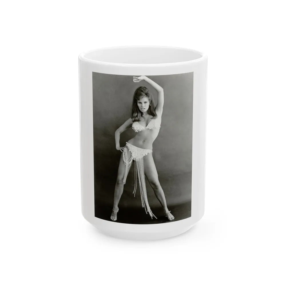 Raquel Welch #179 (Vintage Female Icon) White Coffee Mug-15oz-Go Mug Yourself