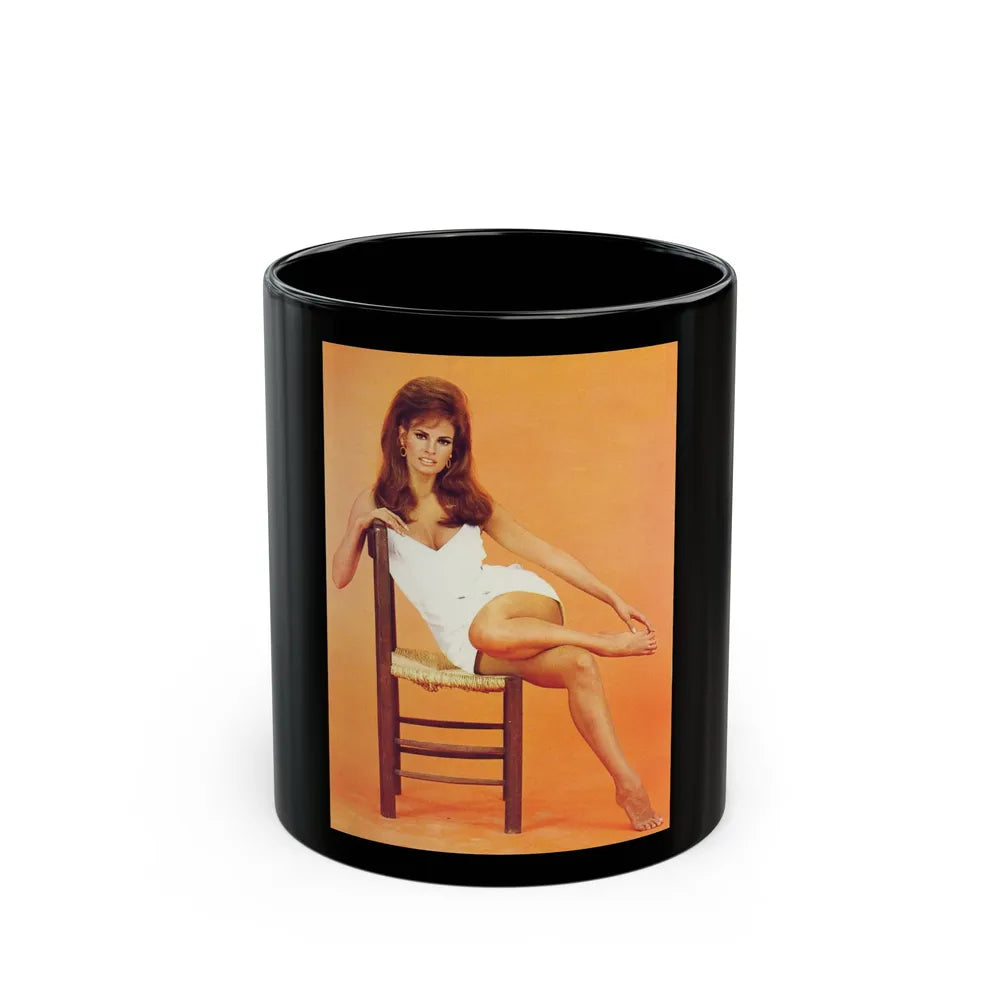 Raquel Welch #186 (Vintage Female Icon) Black Coffee Mug-11oz-Go Mug Yourself