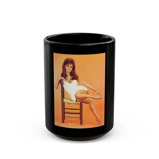 Raquel Welch #186 (Vintage Female Icon) Black Coffee Mug 15oz - Go Mug Yourself