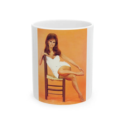 Raquel Welch #186 (Vintage Female Icon) White Coffee Mug-11oz-Go Mug Yourself