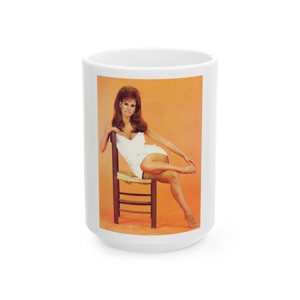 Raquel Welch #186 (Vintage Female Icon) White Coffee Mug-15oz-Go Mug Yourself