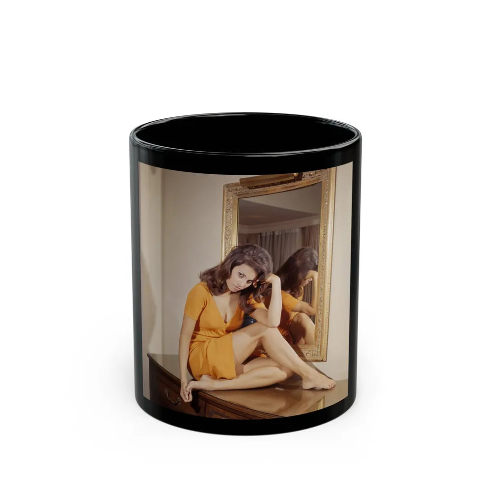 Raquel Welch #189 (Vintage Female Icon) Black Coffee Mug-11oz-Go Mug Yourself