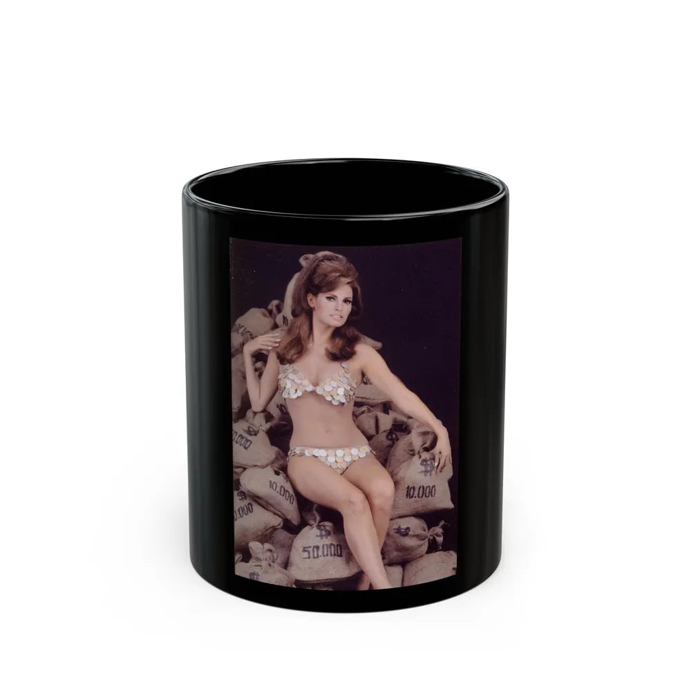 Raquel Welch #191 (Vintage Female Icon) Black Coffee Mug-11oz-Go Mug Yourself