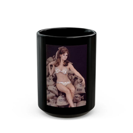 Raquel Welch #191 (Vintage Female Icon) Black Coffee Mug-15oz-Go Mug Yourself