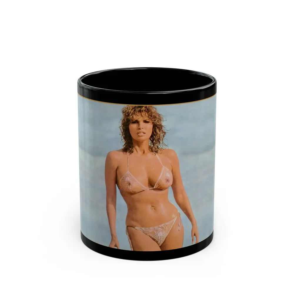 Raquel Welch #192 (Vintage Female Icon) Black Coffee Mug-11oz-Go Mug Yourself