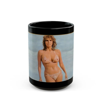 Raquel Welch #192 (Vintage Female Icon) Black Coffee Mug-15oz-Go Mug Yourself