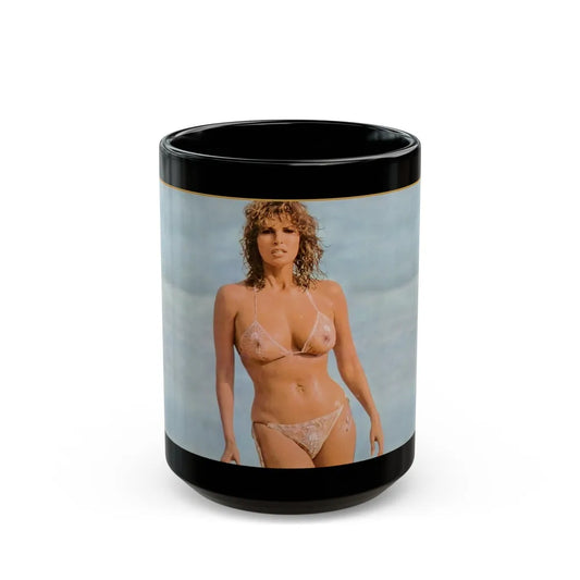 Raquel Welch #192 (Vintage Female Icon) Black Coffee Mug-15oz-Go Mug Yourself