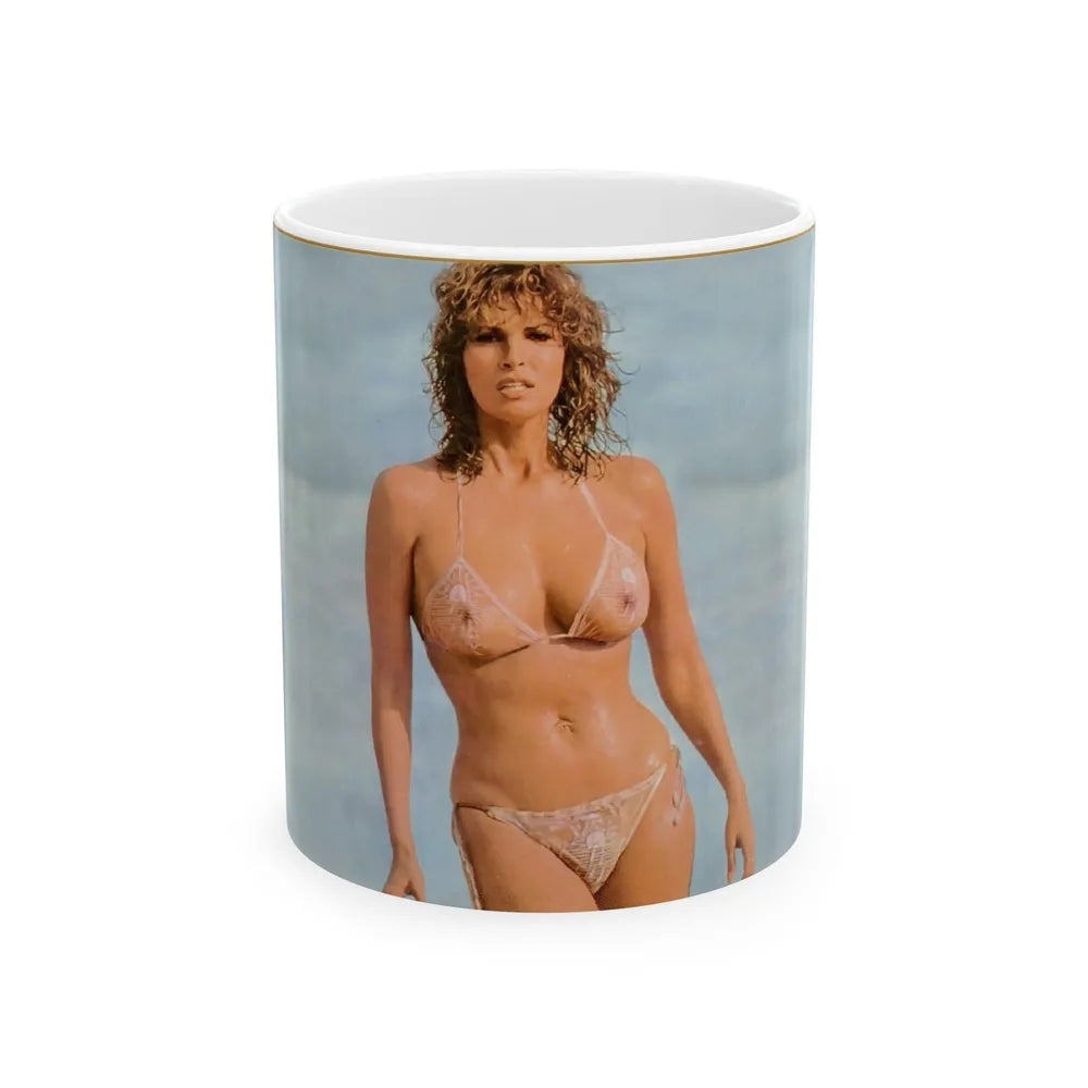 Raquel Welch #192 (Vintage Female Icon) White Coffee Mug-11oz-Go Mug Yourself