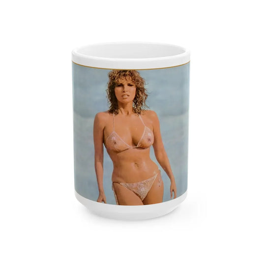 Raquel Welch #192 (Vintage Female Icon) White Coffee Mug-15oz-Go Mug Yourself