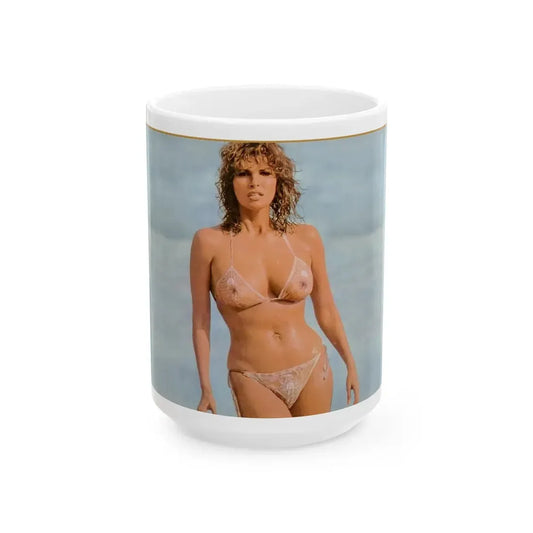 Raquel Welch #192 (Vintage Female Icon) White Coffee Mug 15oz - Go Mug Yourself