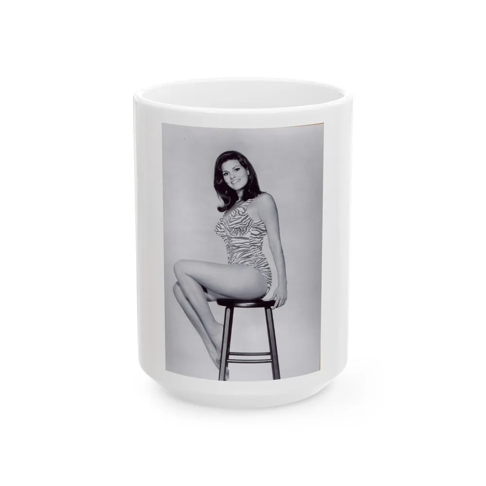 Raquel Welch #193 (Vintage Female Icon) White Coffee Mug-15oz-Go Mug Yourself