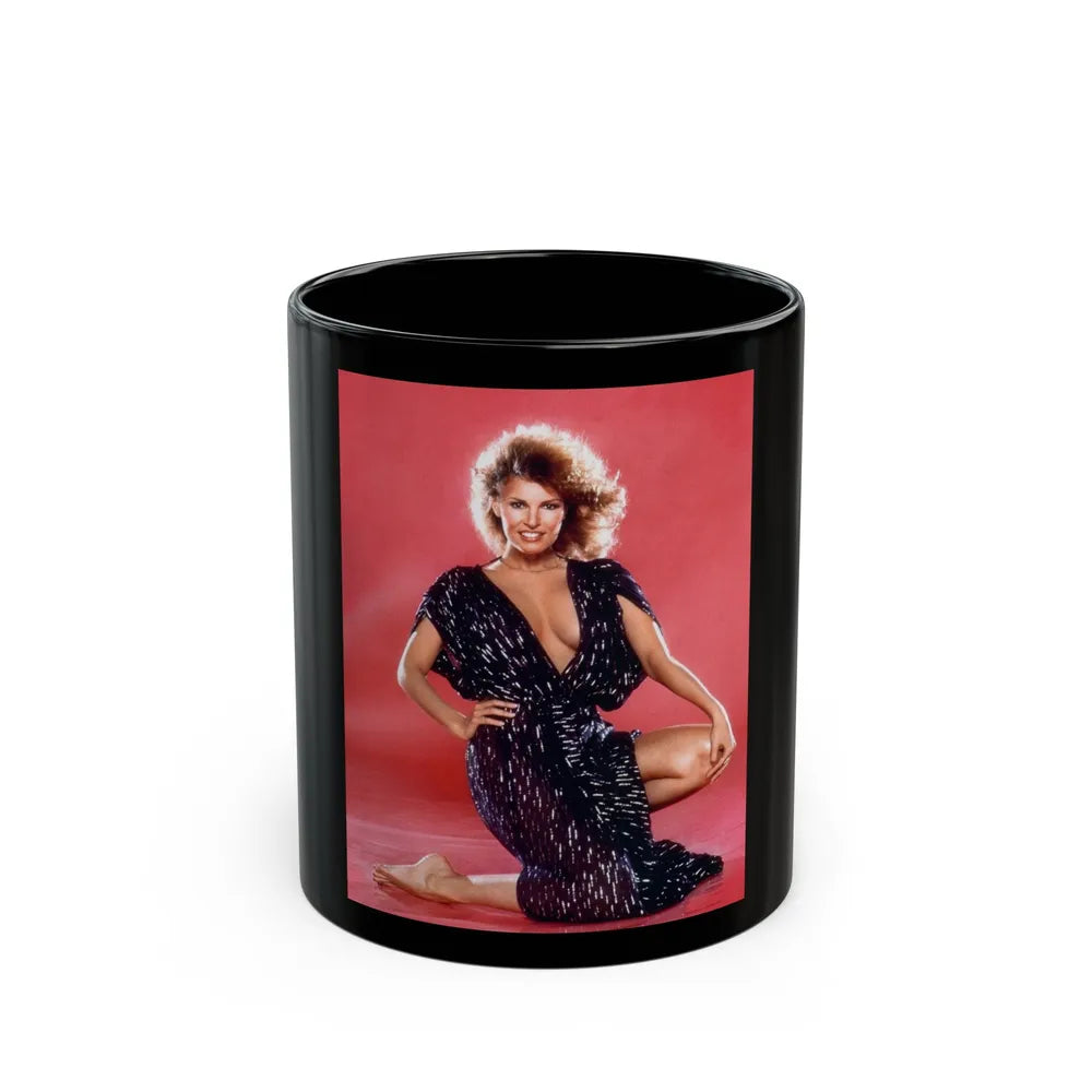 Raquel Welch #206 (Vintage Female Icon) Black Coffee Mug-11oz-Go Mug Yourself