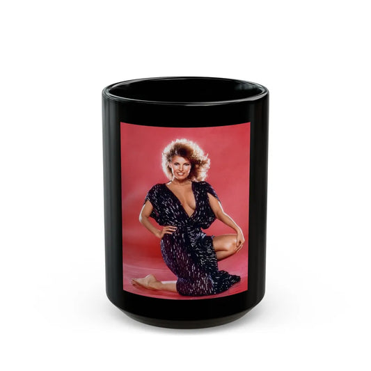 Raquel Welch #206 (Vintage Female Icon) Black Coffee Mug-15oz-Go Mug Yourself