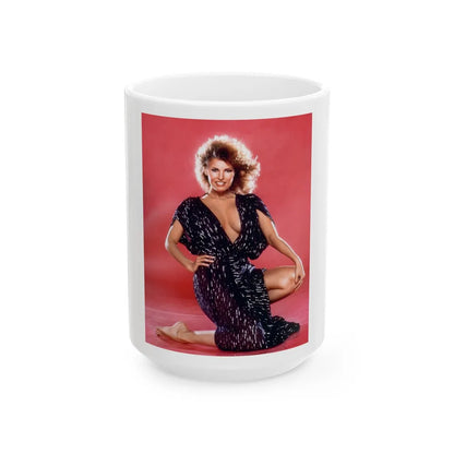 Raquel Welch #206 (Vintage Female Icon) White Coffee Mug-15oz-Go Mug Yourself