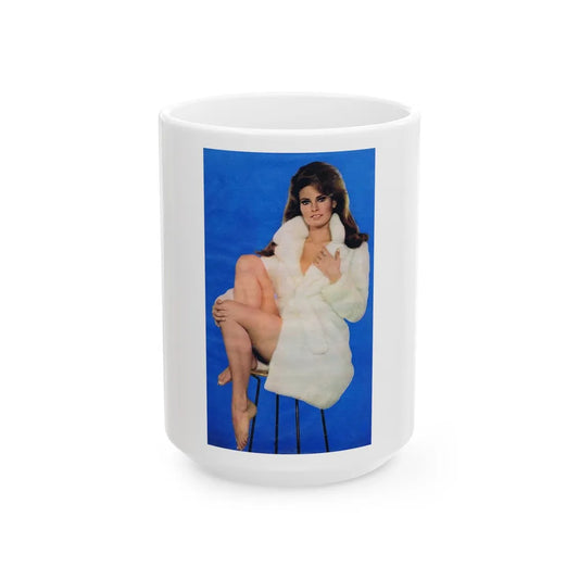 Raquel Welch #216 (Vintage Female Icon) White Coffee Mug-15oz-Go Mug Yourself