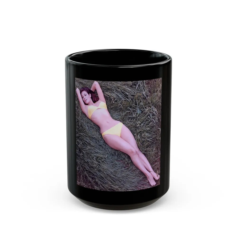 Raquel Welch #218 (Vintage Female Icon) Black Coffee Mug-15oz-Go Mug Yourself