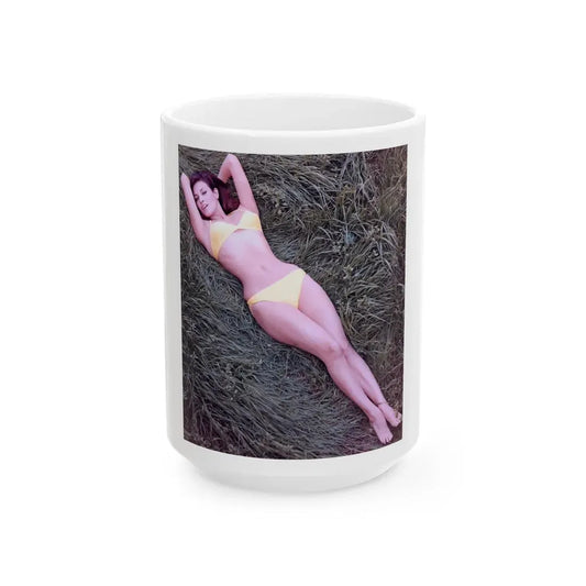 Raquel Welch #218 (Vintage Female Icon) White Coffee Mug 15oz - Go Mug Yourself