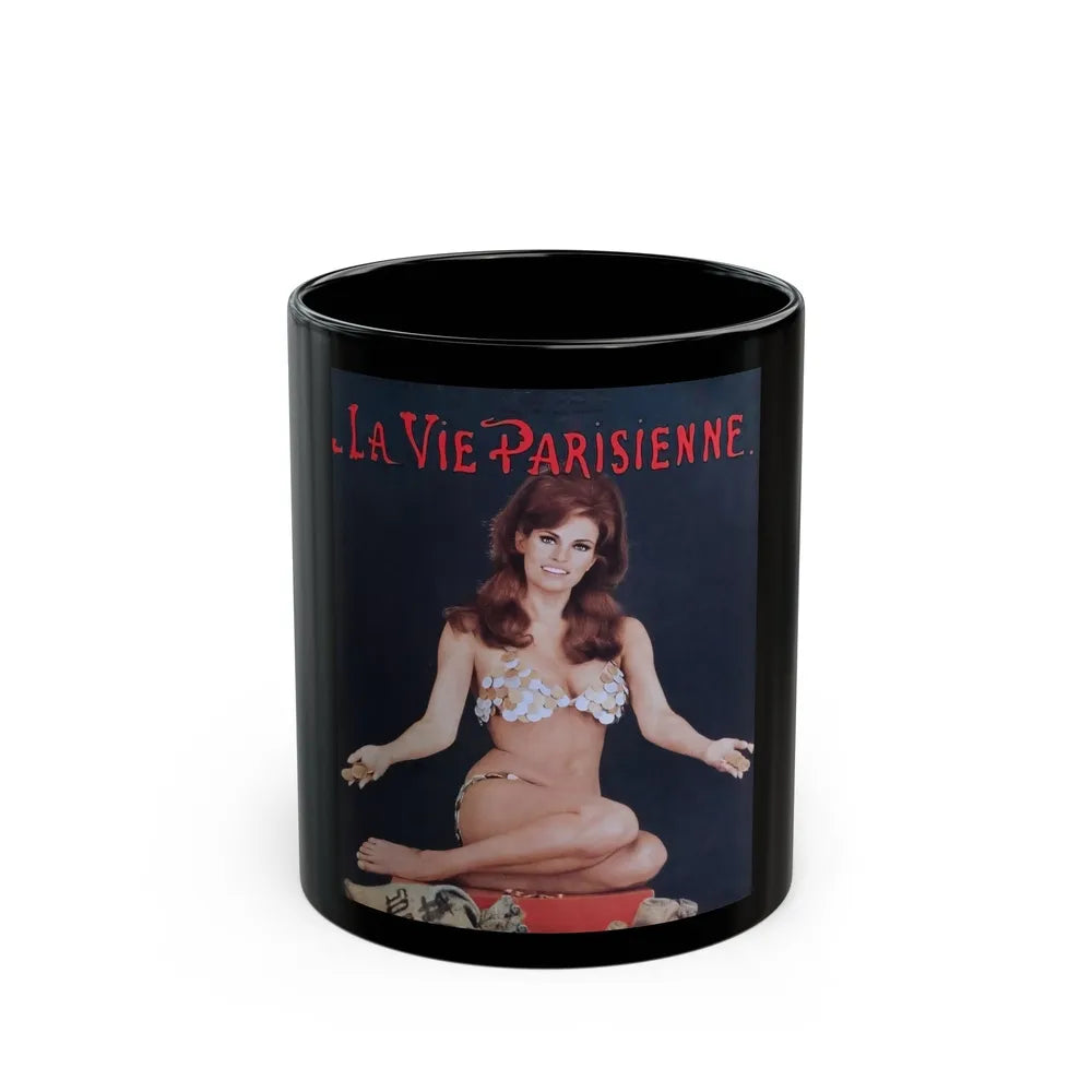 Raquel Welch #219 (Vintage Female Icon) Black Coffee Mug-11oz-Go Mug Yourself