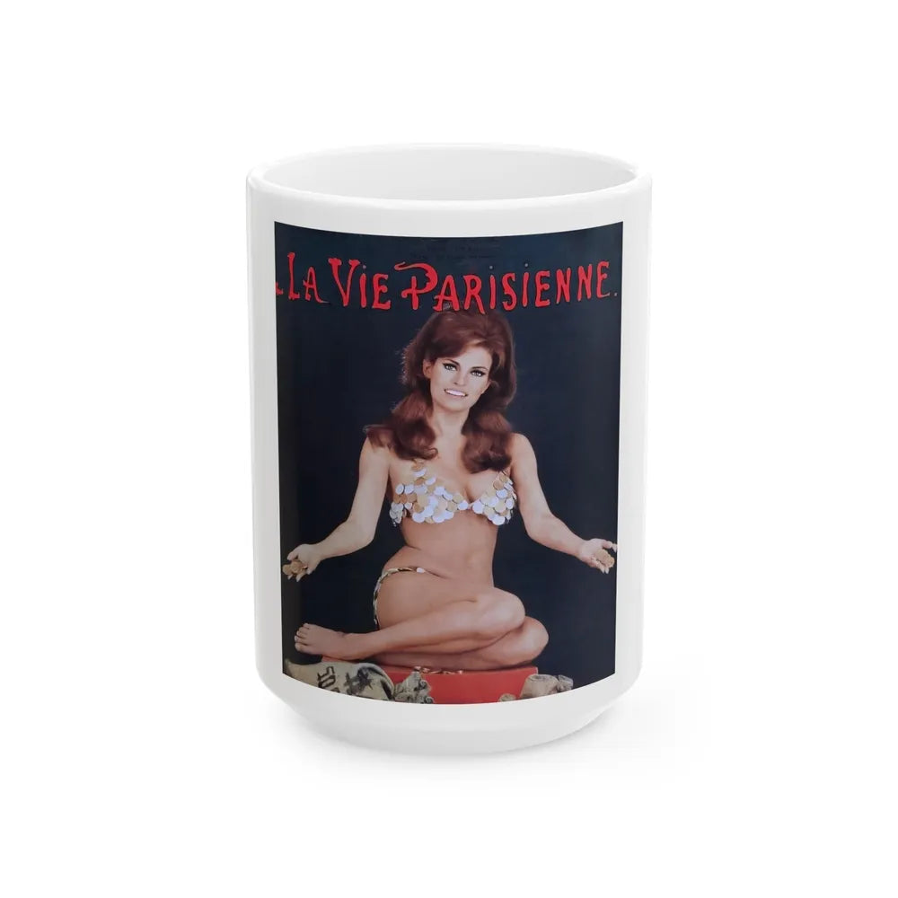 Raquel Welch #219 (Vintage Female Icon) White Coffee Mug-15oz-Go Mug Yourself