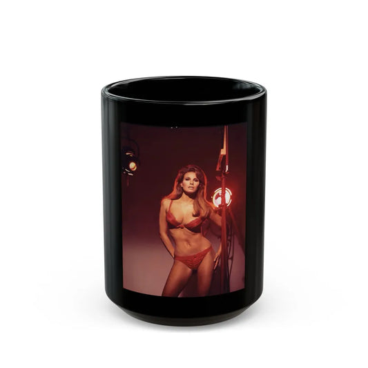 Raquel Welch #221 (Vintage Female Icon) Black Coffee Mug-15oz-Go Mug Yourself