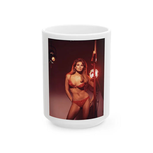 Raquel Welch #221 (Vintage Female Icon) White Coffee Mug-15oz-Go Mug Yourself