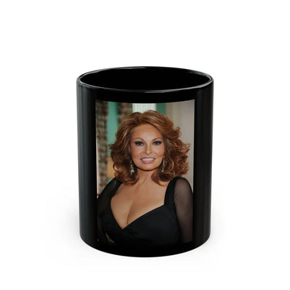 Raquel Welch #224 (Vintage Female Icon) Black Coffee Mug-11oz-Go Mug Yourself