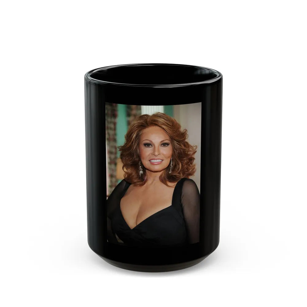 Raquel Welch #224 (Vintage Female Icon) Black Coffee Mug-15oz-Go Mug Yourself